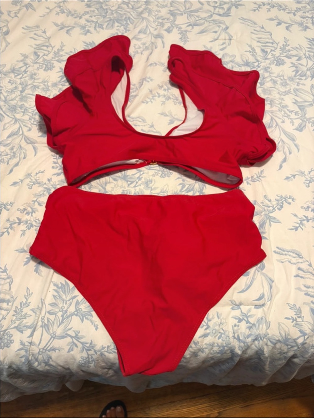 SHEIN Red Ruffle V-Front High-Waist Bikini Set - Picture 5 of 5
